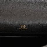 Pre-owned Hermes Kelly Pochette Black Ostrich Gold Hardware