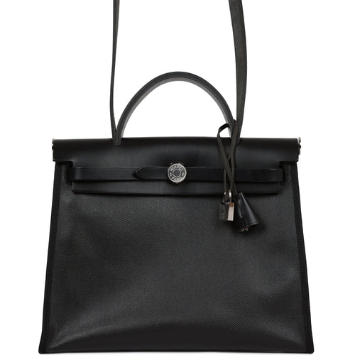 Hermes Herbag Zip PM 31 Black Toile H Berline Hunter Palladium Hardware