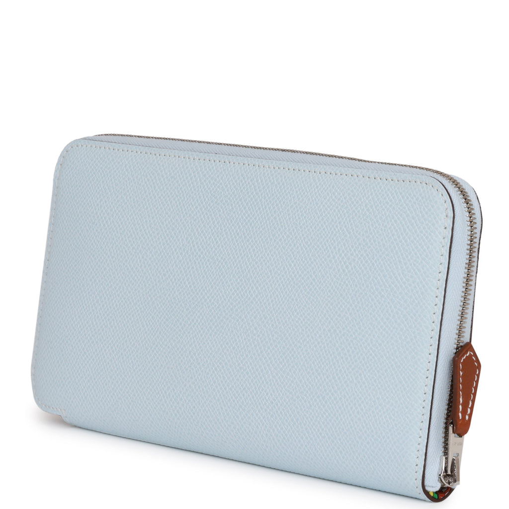 Hermes Silk'In Wallet Bleu Brume Epsom Palladium Hardware