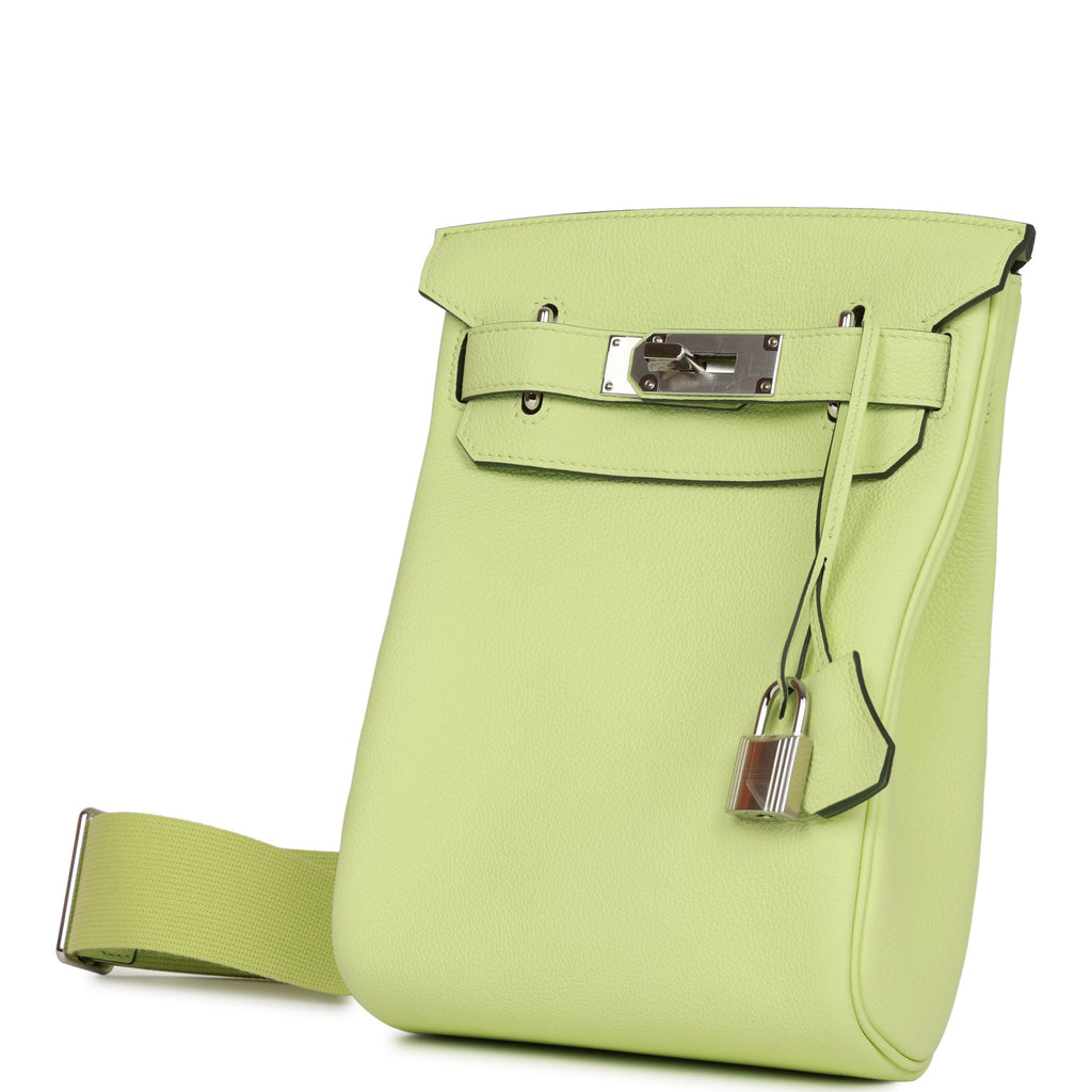 Hac A Dos PM Backpack Vert Absinthe in Togo Leather with Palladium