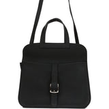 Pre-owned Hermes Halzan 25 Black Clemence Palladium Hardware
