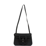 Pre-owned Hermes Halzan 25 Black Clemence Palladium Hardware