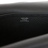 Pre-owned Hermes Halzan 25 Black Clemence Palladium Hardware