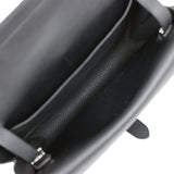 Pre-owned Hermes Halzan 25 Black Clemence Palladium Hardware