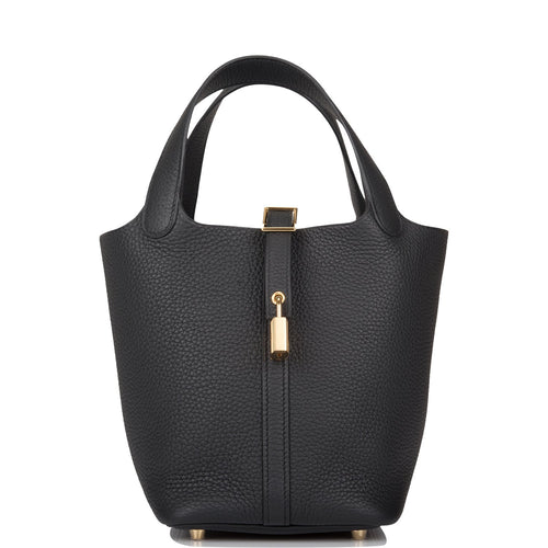 Hermes Black Clemence Picotin Lock 18cm Gold Hardware