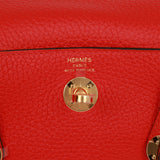 Hermes Mini Lindy Rouge de Coeur Clemence Gold Hardware
