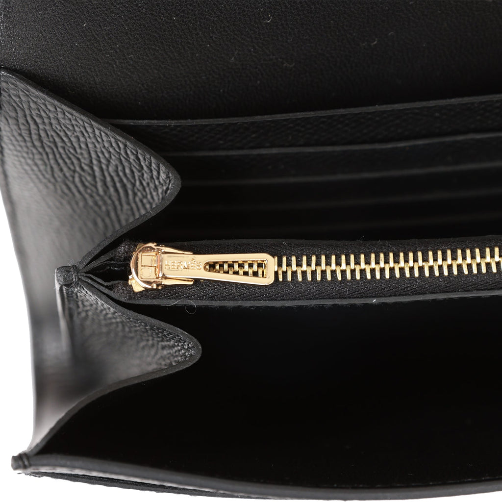 Hermes Constance Slim Wallet Black Epsom Gold Hardware – Madison Avenue  Couture