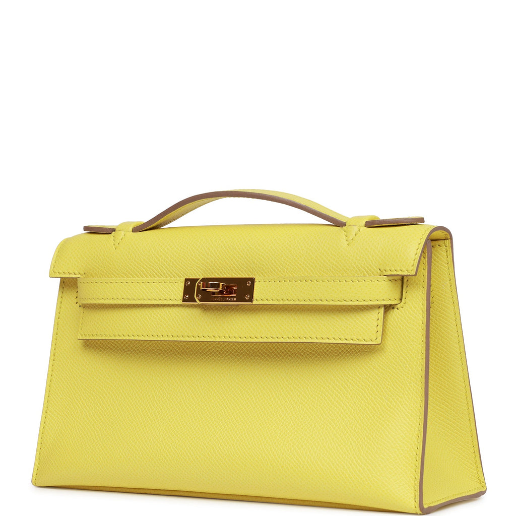 Hermes Kelly Pochette Swift Bleu Paon in Swift Leather with Gold