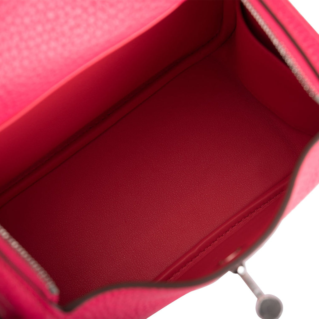 Hermès Mini Lindy 20 Rose Extreme Clemence Leather Palladium Hardware Bag