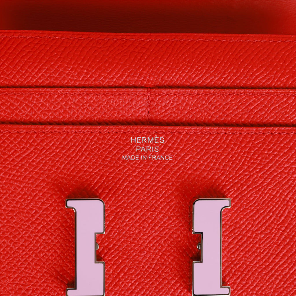 Red Hermes Epsom Constance Compact Wallet
