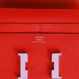 New Hermes Rouge de cœur/Mauve sylvestre Enamel Epsom Constance Compact  Wallet