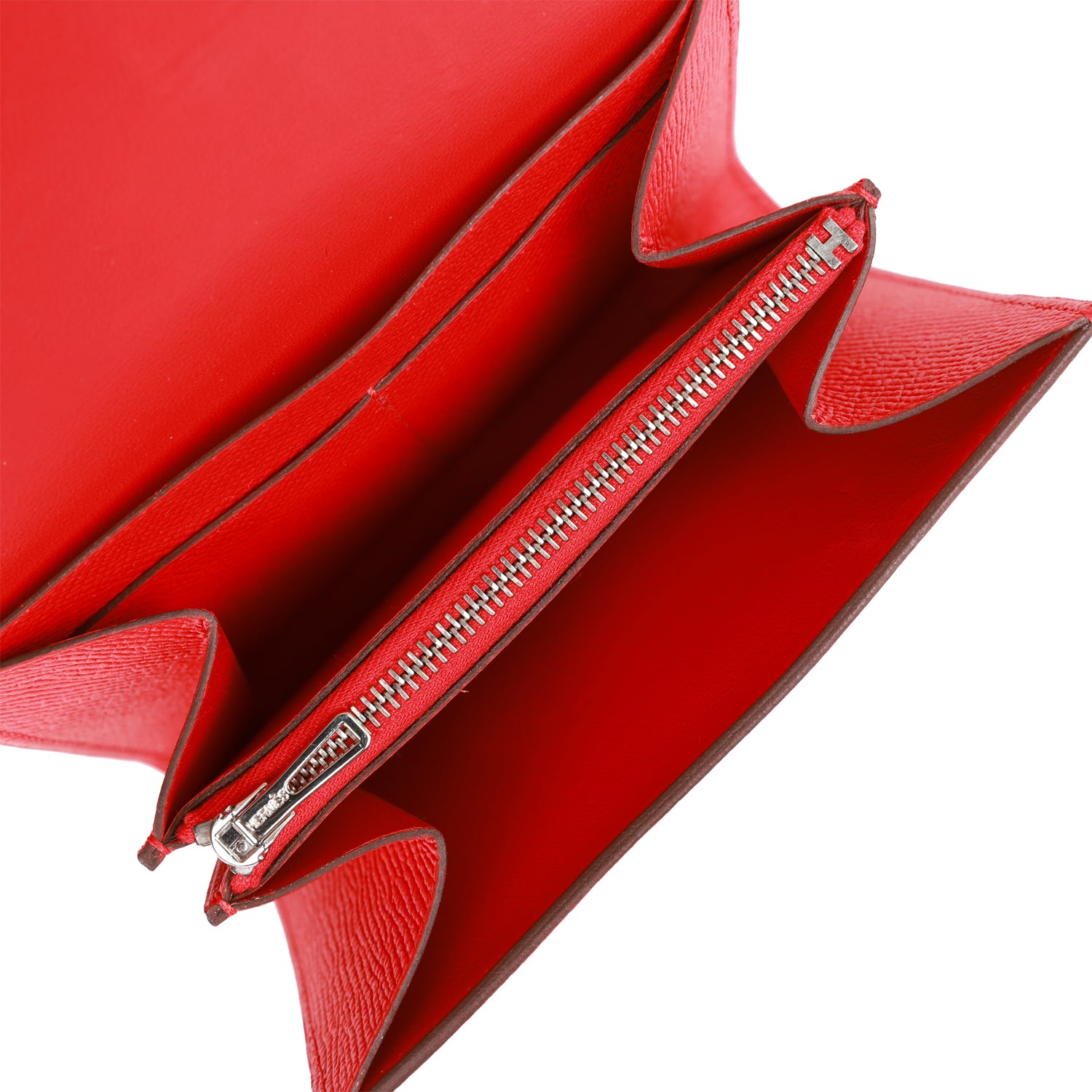 Pre-owned Hermes Constance Compact Wallet Rouge de Coeur Epsom Rose Sa