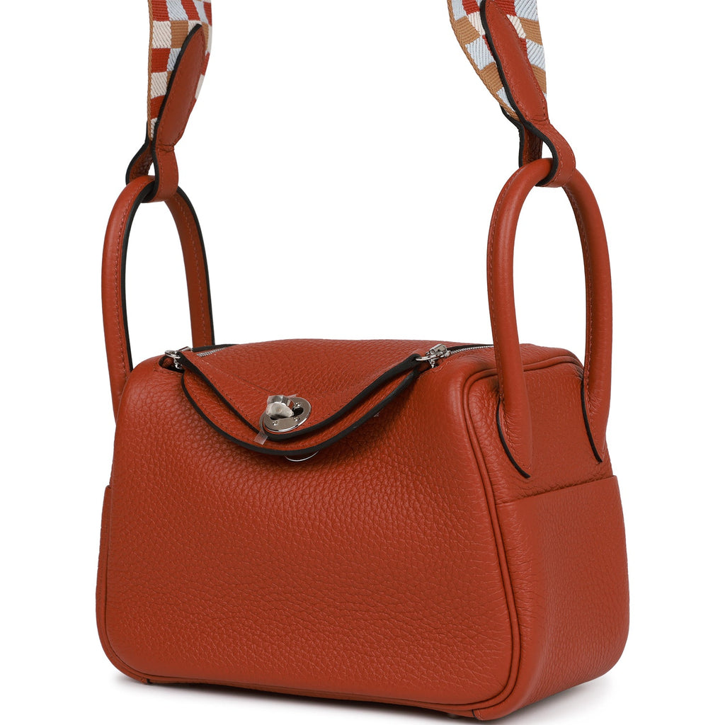 Pre-owned] Hermes lindy 26 clemence stamp A cuivre