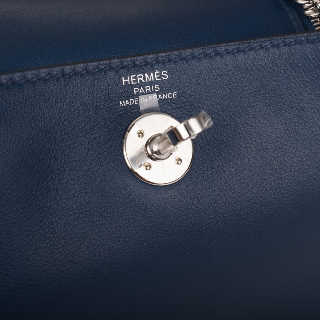 Hermes Mini Lindy 20 Bleu Frida Swift Palladium Hardware