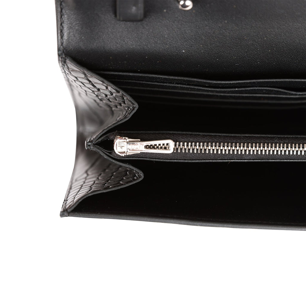 Hermes Constance Slim Wallet Black Alligator Waist Belt Bag Palladium –  Mightychic