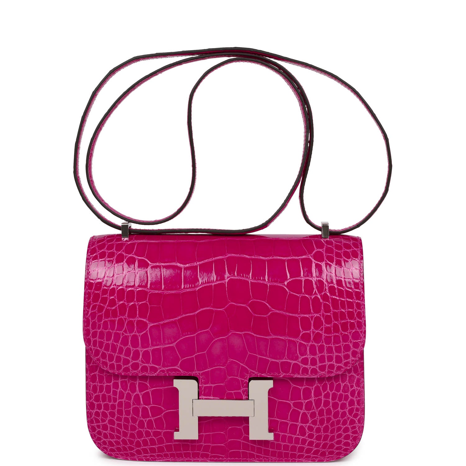 Hermes Constance 18 Rose Mexico Shiny Alligator Palladium Hardware ...