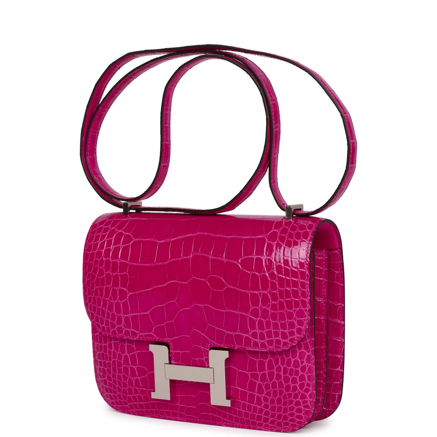 Hermes Constance 18 Rose Mexico Shiny Alligator Palladium Hardware ...