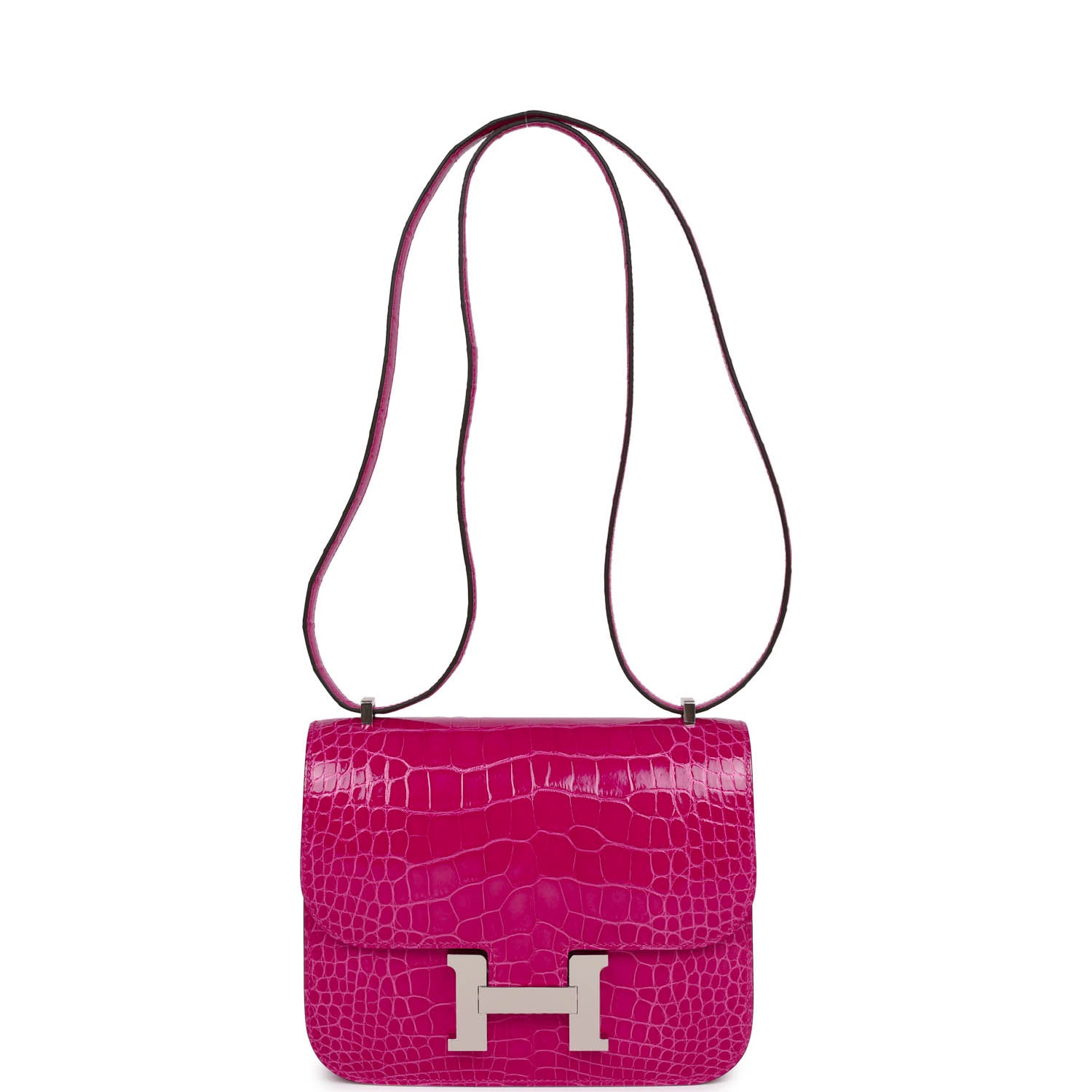 Hermes Constance 18 Rose Mexico Shiny Alligator Palladium Hardware ...