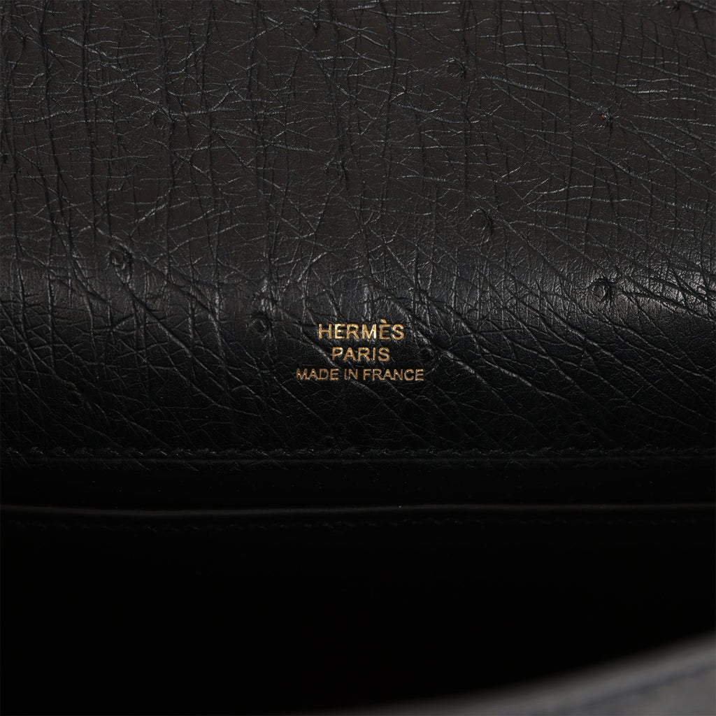 Hermes　Kelly pochette　Black　Swift leather　Gold hardware