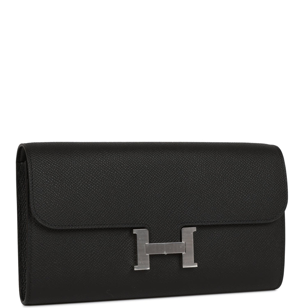 Replica Hermes Constance Long Wallet In Black Epsom Leather