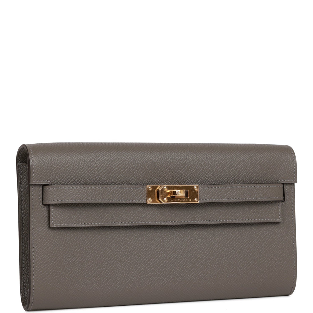 Hermès - Hermès Kelly to Go Epsom Leather Long Wallet Shoulder Bag-Gold Silver Hardware