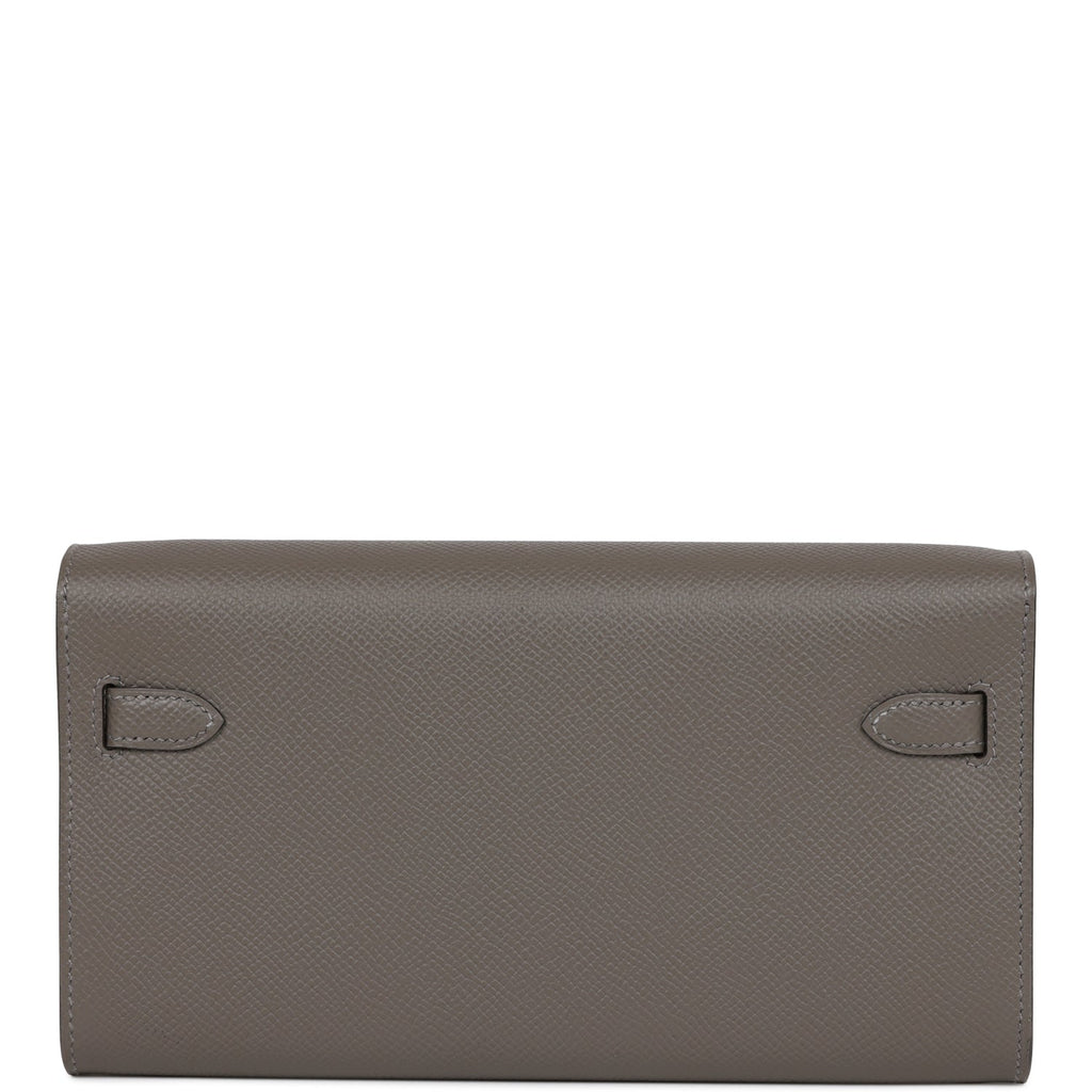 Hermes Kelly Wallet Epsom Leather Palladium Hardware In Grey