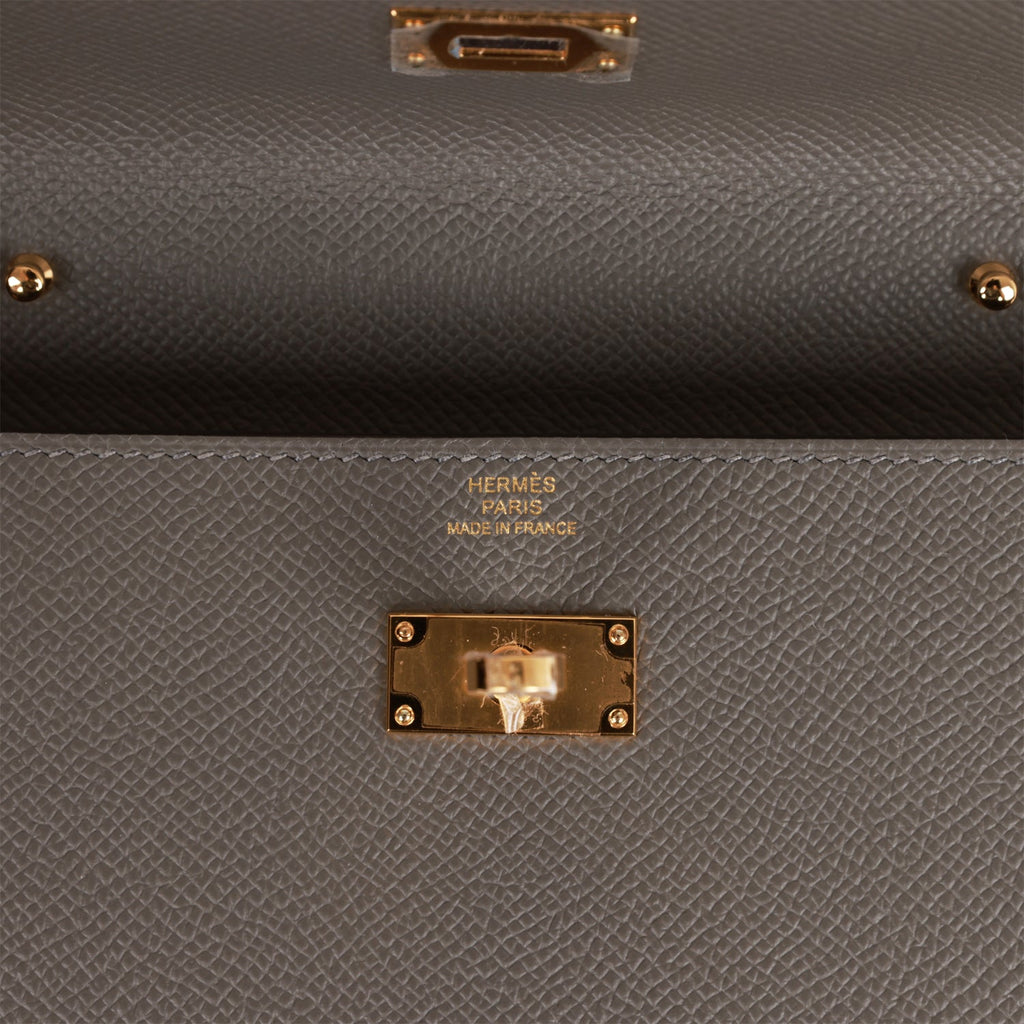 Hermès Kelly Wallet To Go Blue Brume Epsom Gold Hardware