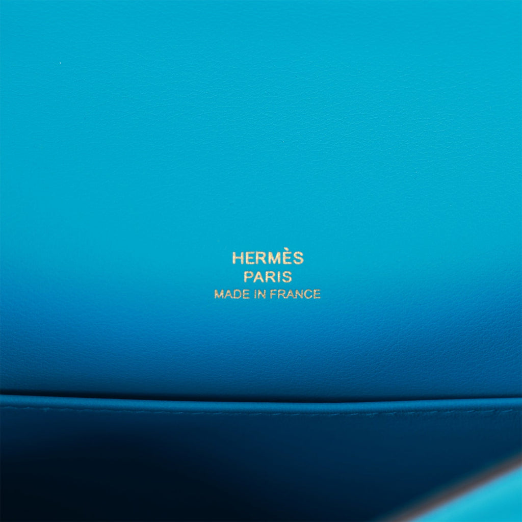 Hermes Mini Kelly Pochette Blue Izmir Epsom Gold Hardware
