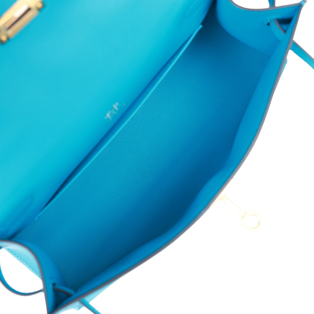 Hermes Kelly Pochette Blue Frida Bleu Gold Hardware Clutch Cut Bag Z S -  Chicjoy