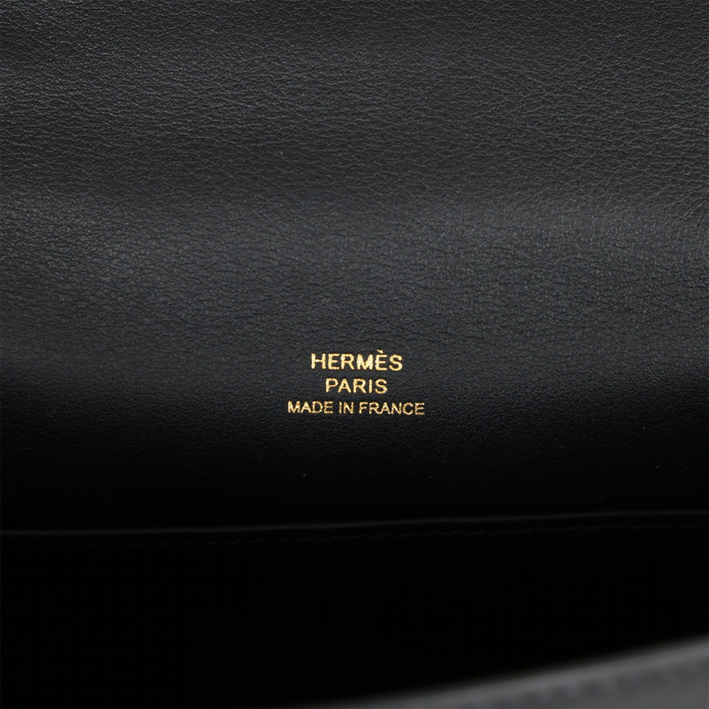 Hermes Kelly Pochette Noir Black Swift Gold Hardware #D