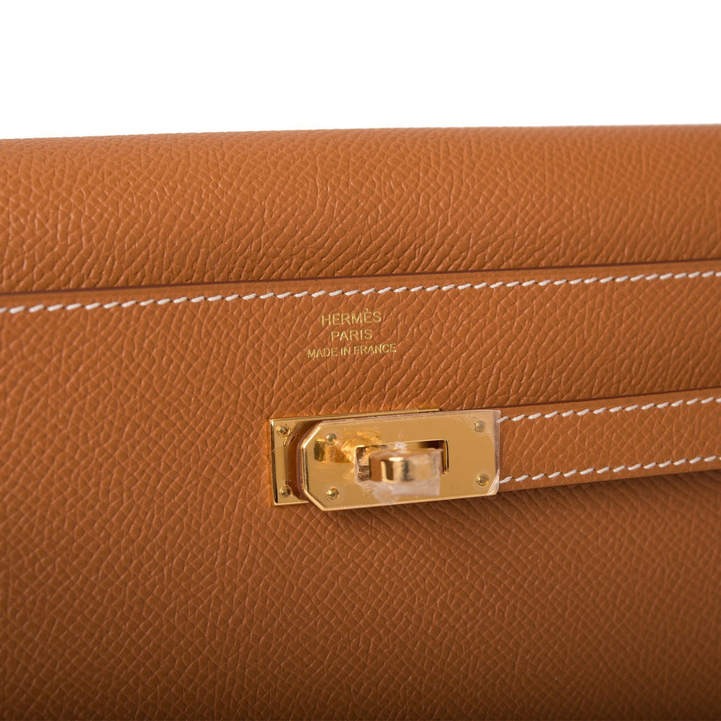 Hermes Kelly Classique To Go Wallet, In Orange, Epsom Leather With Gol –  Found Fashion