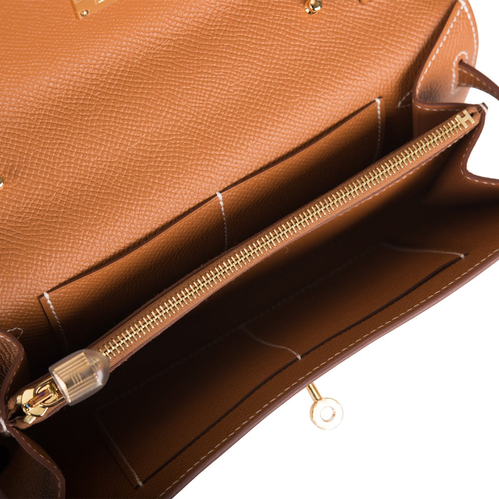 Hermès Gold Evercolor Kelly-To-Go Wallet Palladium Hardware, 2020 (Very Good), Brown Womens Handbag