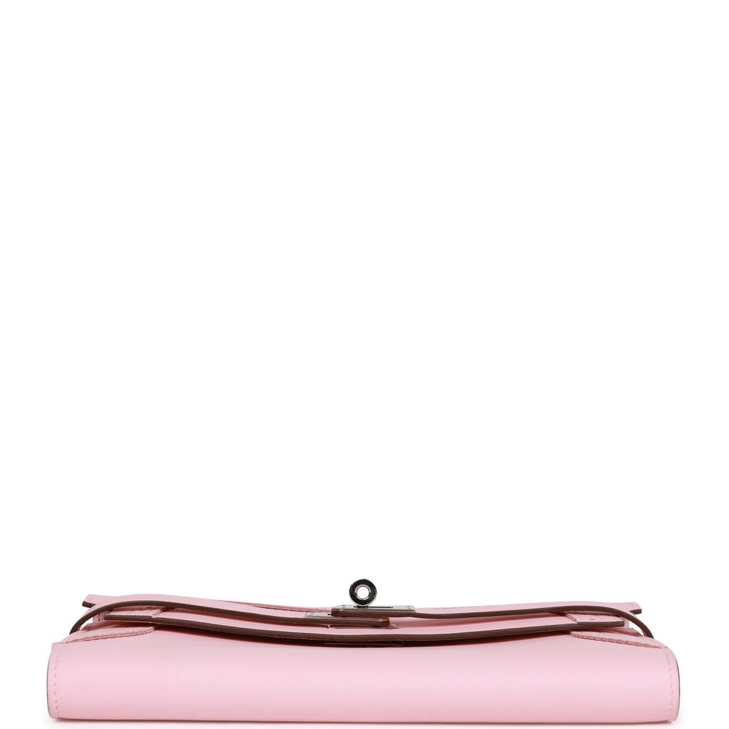 Hermès Kelly Compact Wallet Rose Lipstick Chevre Goatskin Palladium Ha –  SukiLux