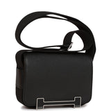 Hermes Geta Black Chevre Palladium Hardware