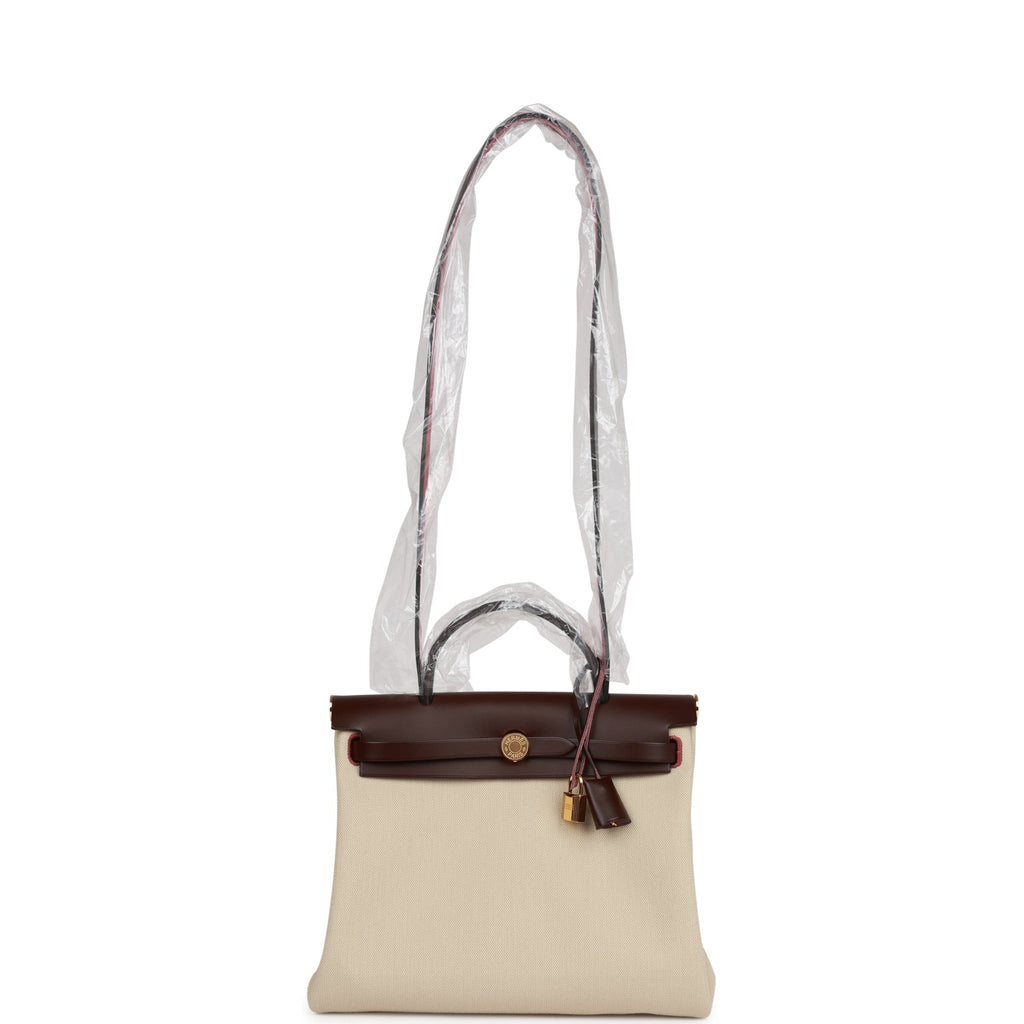 Hermes Herbag PM 31 Beton Toile H Rouge Sellier Hunter Gold Hardware –  Madison Avenue Couture