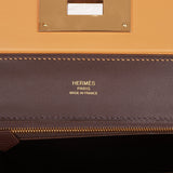 Hermes Mini 24/24 Bag Caramel Evercolor and Sesame Swift Verso Gold Hardware
