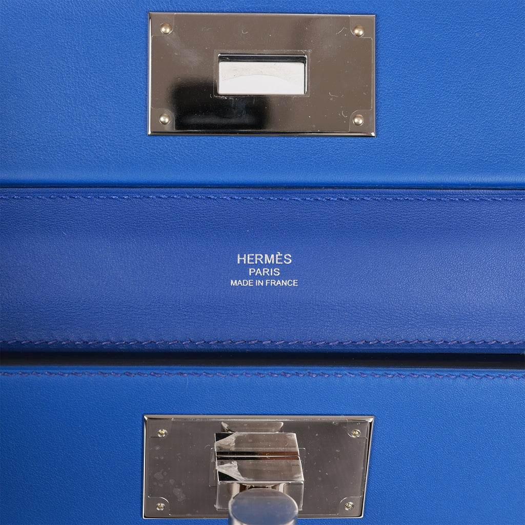 Hermes Mini 24/24 Bag Bleu Royal Evercolor and Swift Palladium