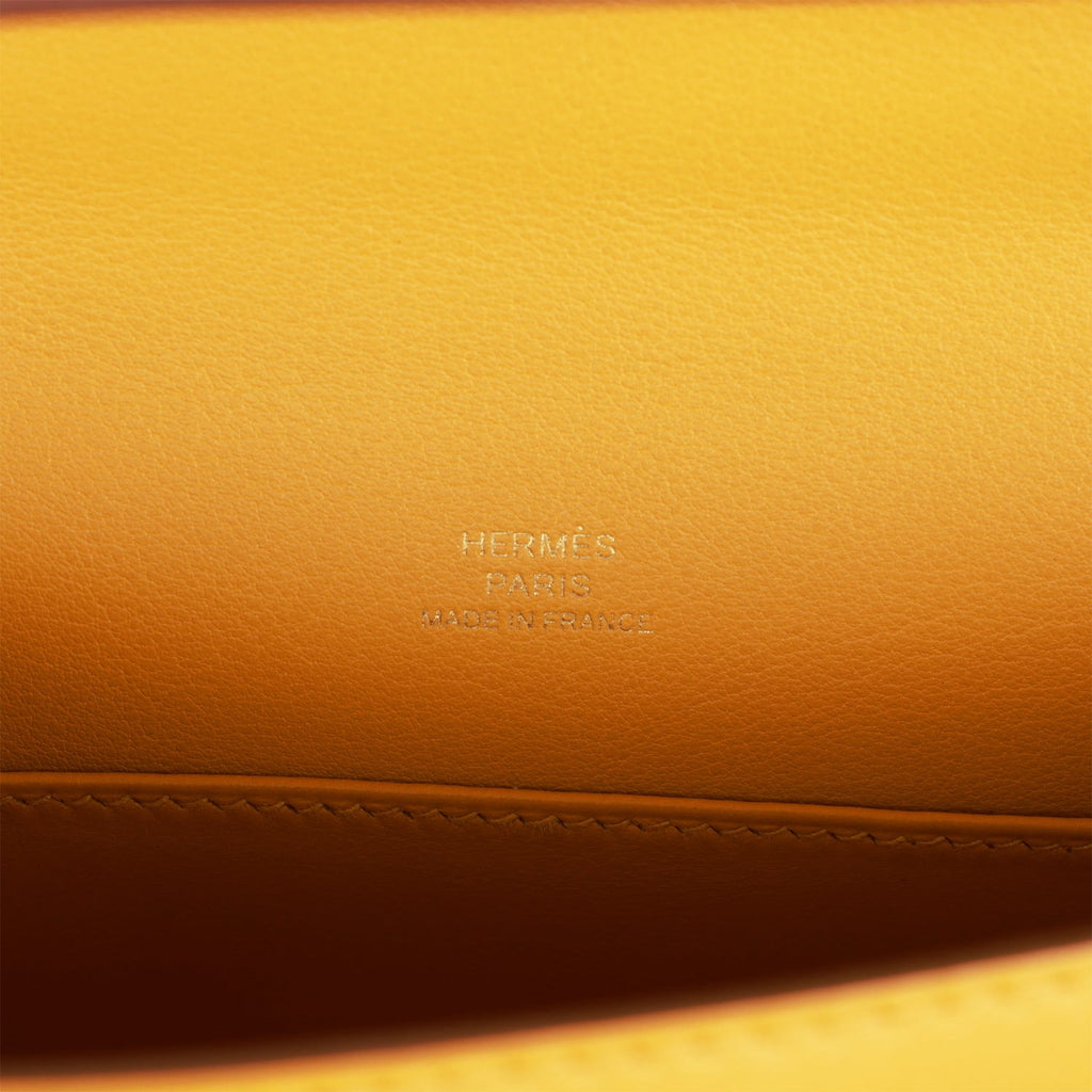 HERMES Pochette Kelly Hand Bag Swift Leather Jaune ambre 90179695