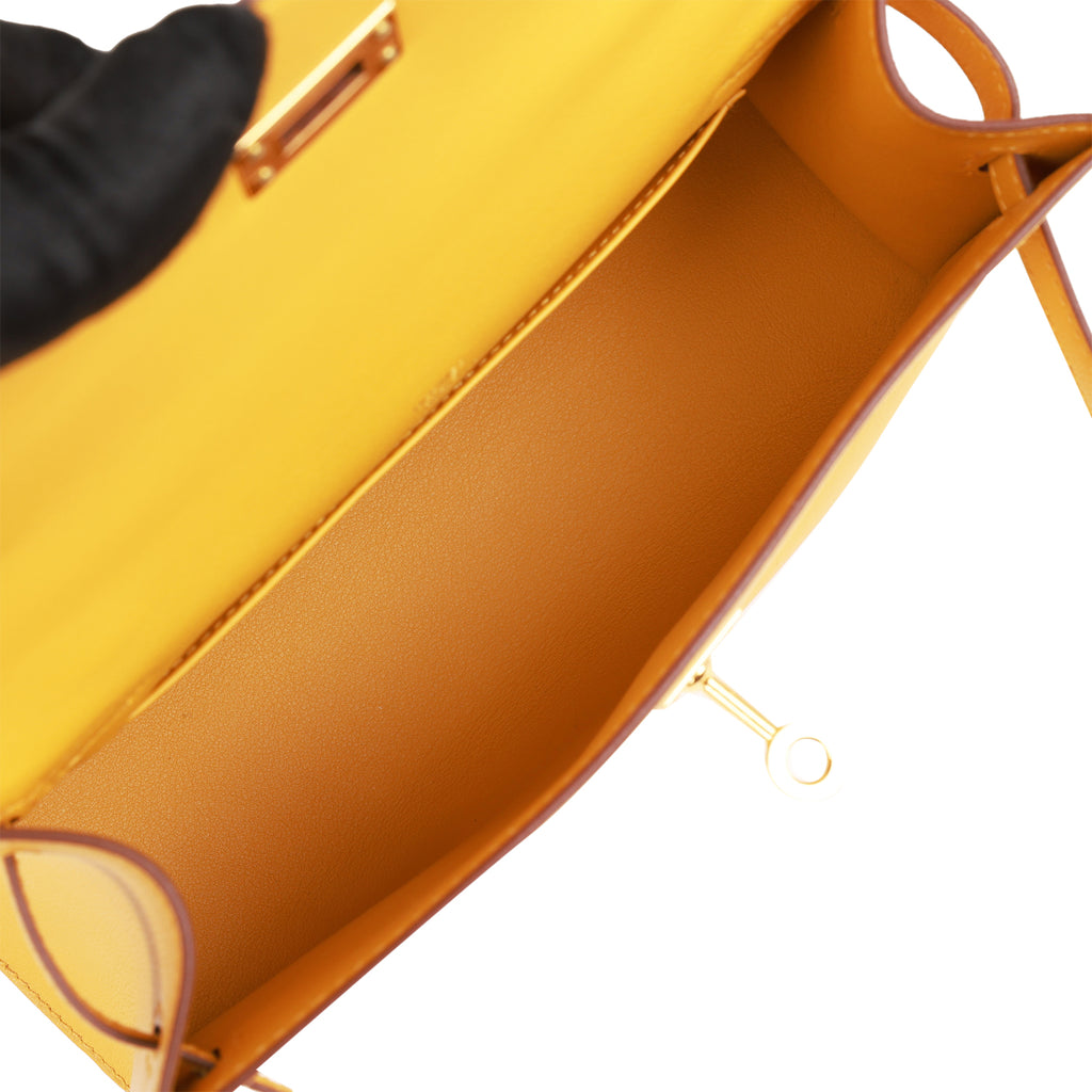 Hermes Yellow Swift Leather Palladium Hardware Pochette Kelly
