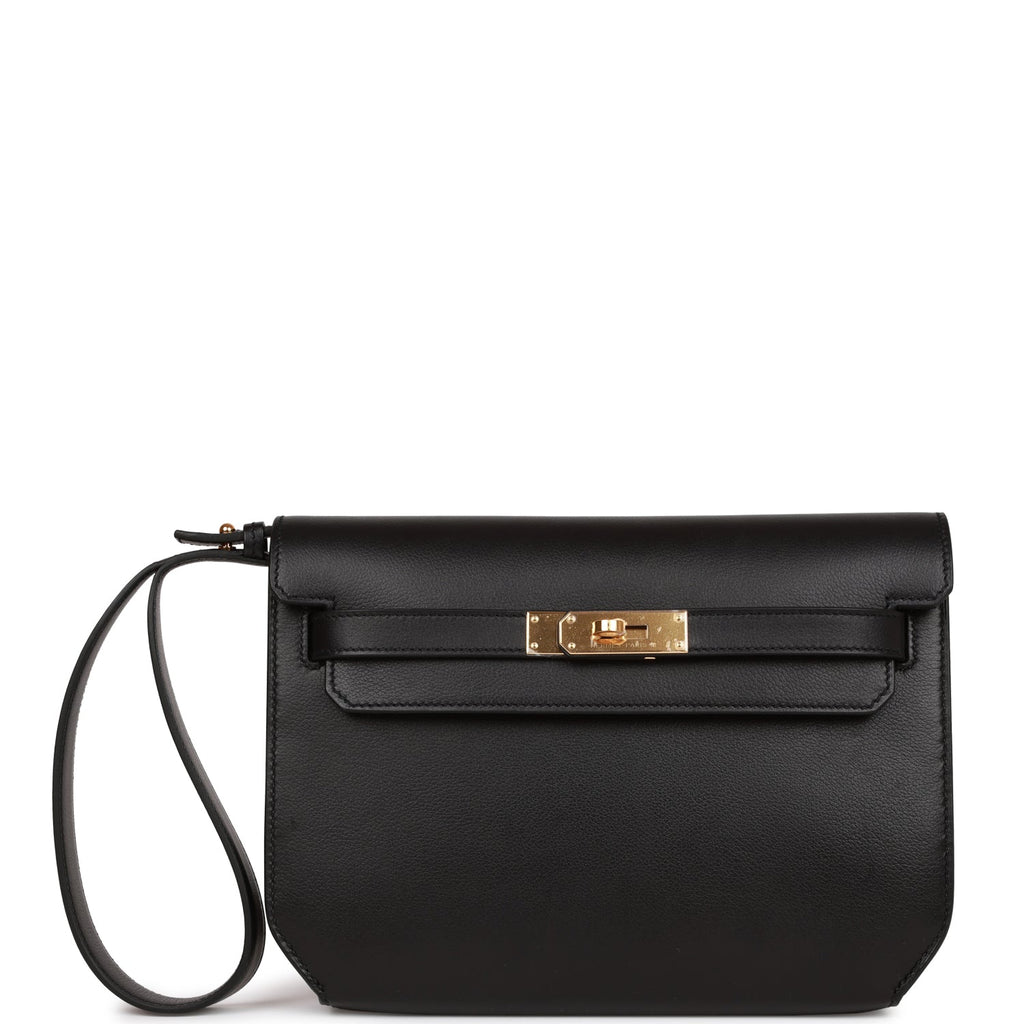 Hermes Black Evergrain Kelly Depeches Pouch 25 Gold Hardware – Madison  Avenue Couture