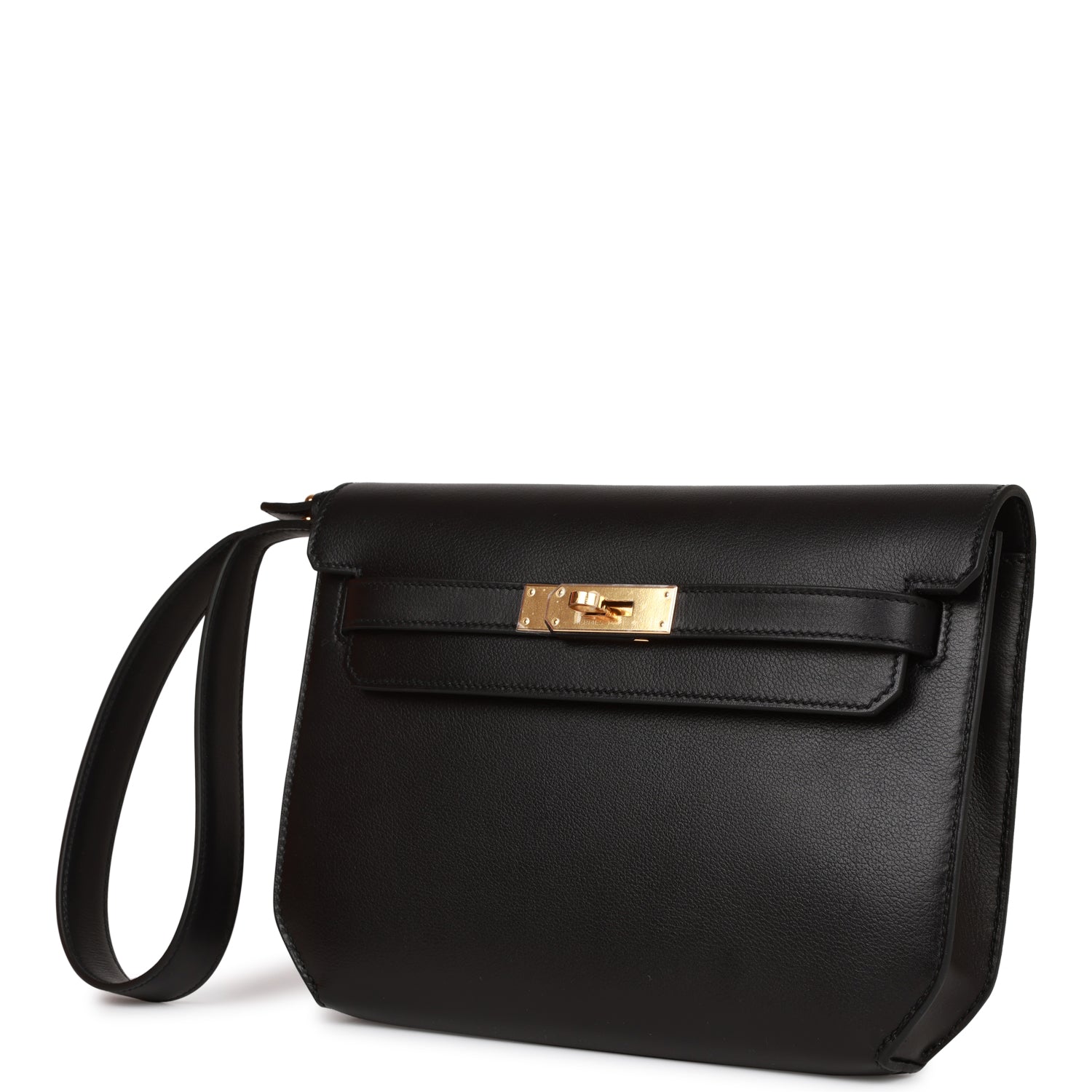 Hermes Black Evergrain Kelly Depeches Pouch 25 Gold Hardware – Madison ...