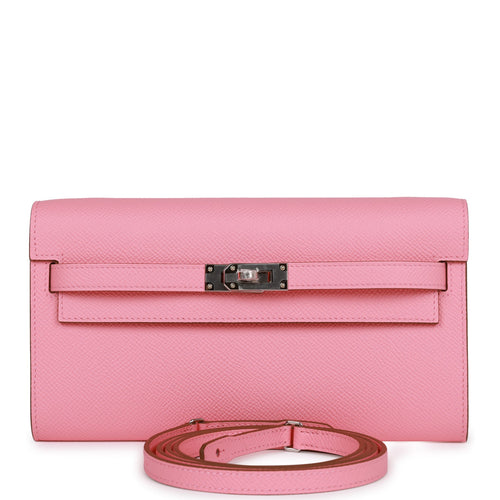 Hermes Kelly Wallet To Go Rose Confetti Epsom Palladium Hardware