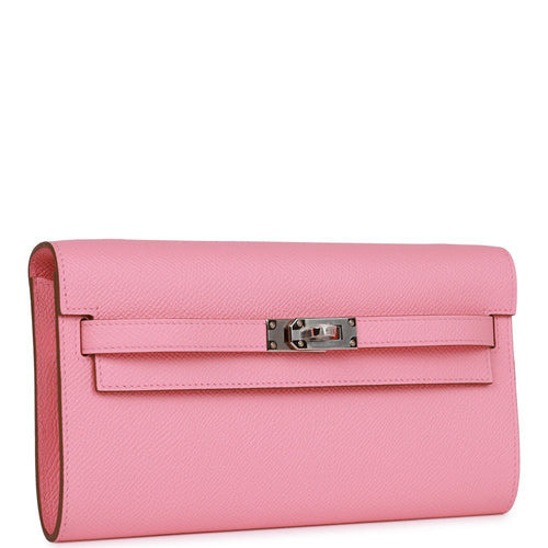 Hermes Kelly Wallet To Go Rose Confetti Epsom Palladium Hardware