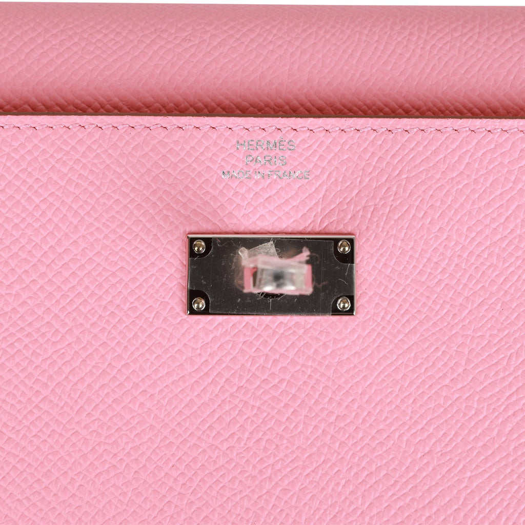 Hermes Kelly Wallet To Go Rose Confetti Epsom Palladium Hardware