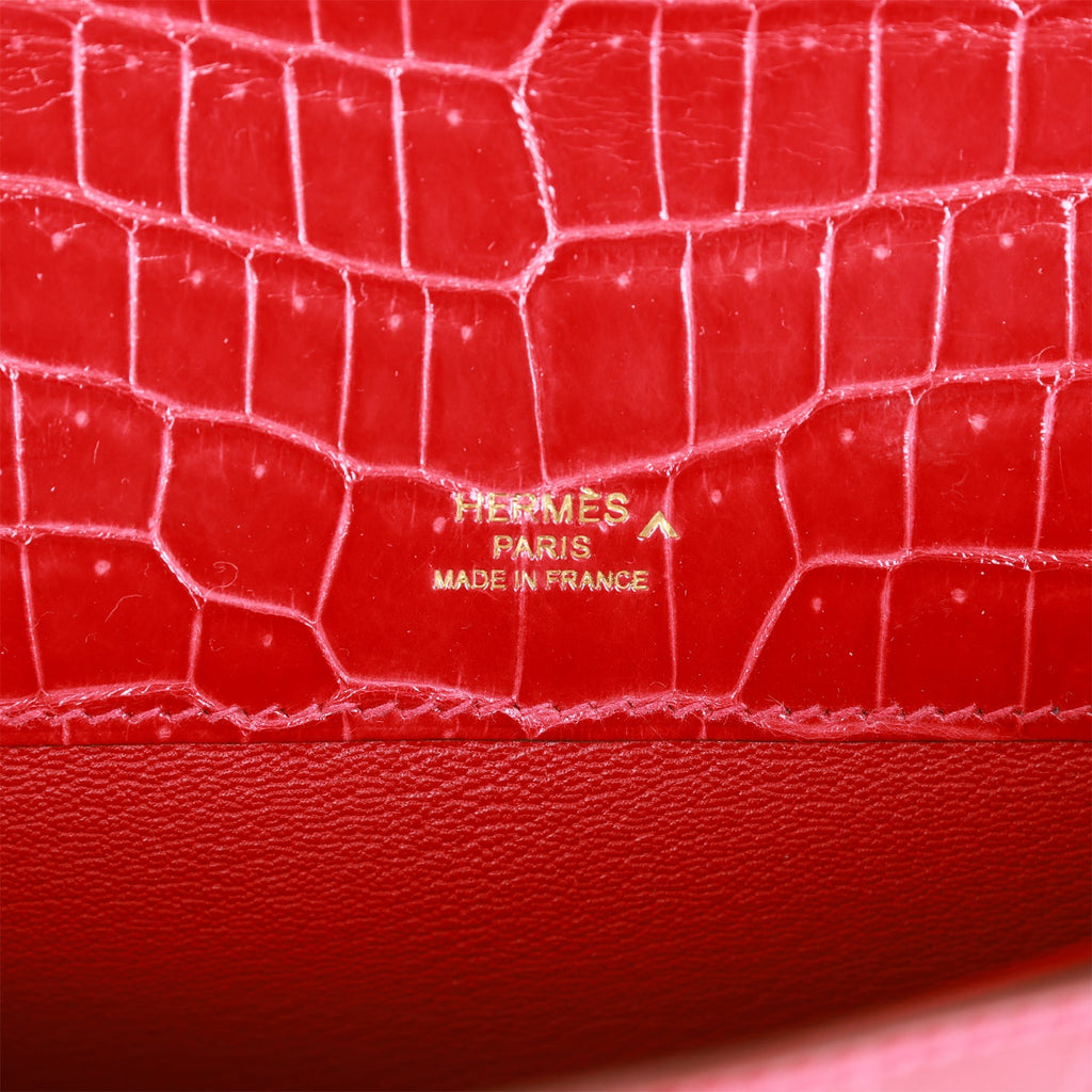 Hermès Orange Poppy Kelly Cut of Porosus Crocodile with Gold Hardware, Handbags & Accessories Online, Ecommerce Retail