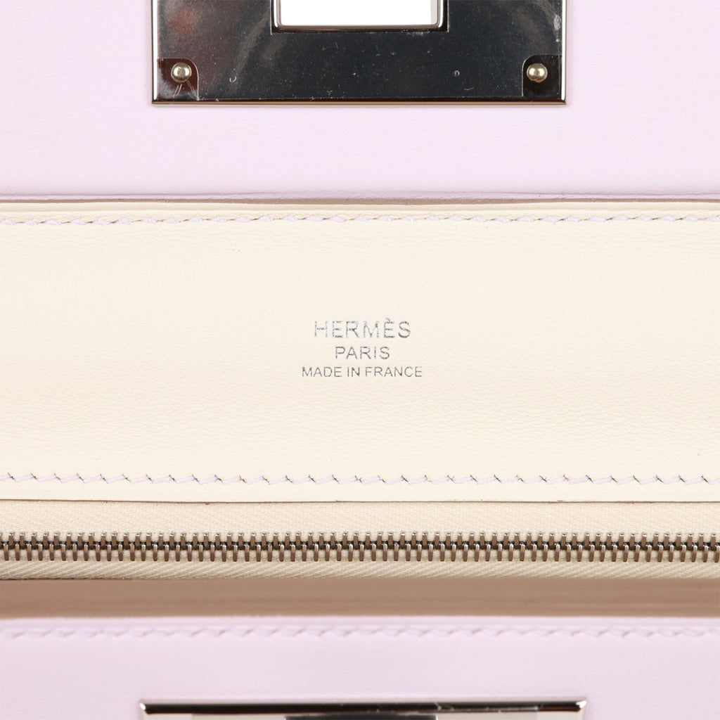 Hermes Mini 24/24 Bag Mauve Pale Verso Evercolor and Swift Palladium Hardware