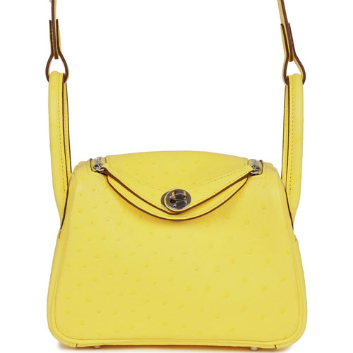 Hermes Mini Lindy Jaune Citron Ostrich Palladium Hardware
