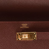 Hermes Kelly Wallet To Go Bordeaux Epsom Gold Hardware