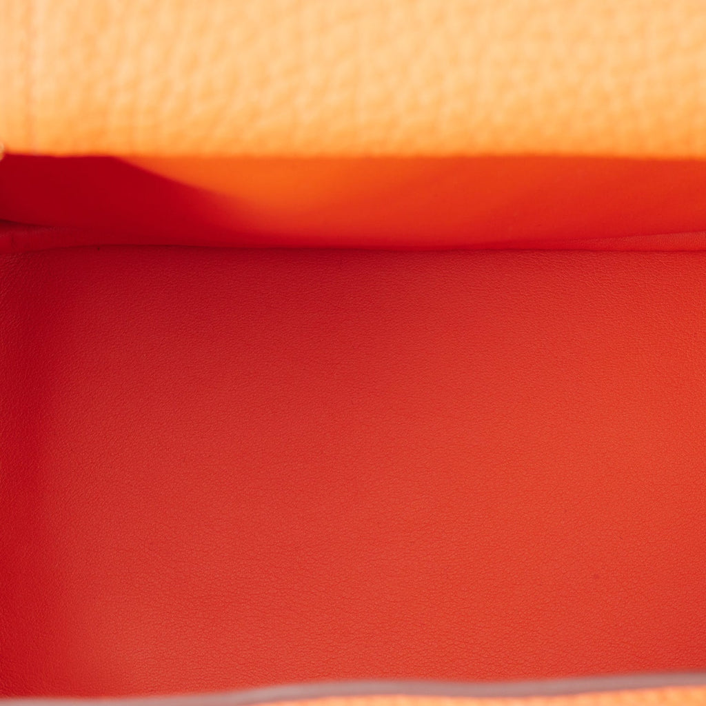 Hermès Feu Orange Clemence Mini Lindy 20 Palladium Hardware, 2022