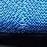 Hermes Kelly Pochette Bleu Saphir Lizard Palladium Hardware